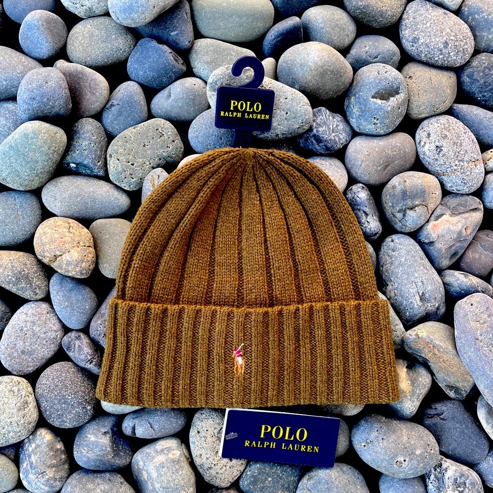 POLO Ralph Lauren Beanie Wool Cuffed Ribbed Cap NWT PP0054 307 Olive Green